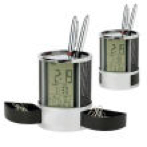 Multifunction penholder with calculator.